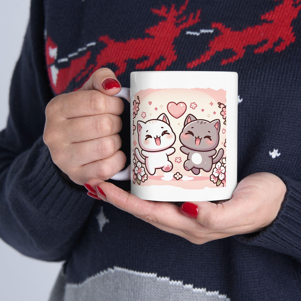 Cute Cat Floral Ceramic Mug - Perfect Gift for Cat Lovers, Coffee Lovers, Birthdays, Valentines, or Just Because