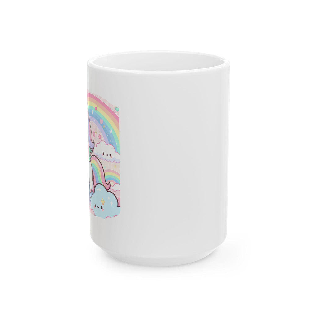 Kawaii Rainbow Unicorn Ceramic Mug, Cute Rainbow Mug, Gift for Kids, Adorable Coffee Cup, Whimsical Tea Mug, Fun Drinkware