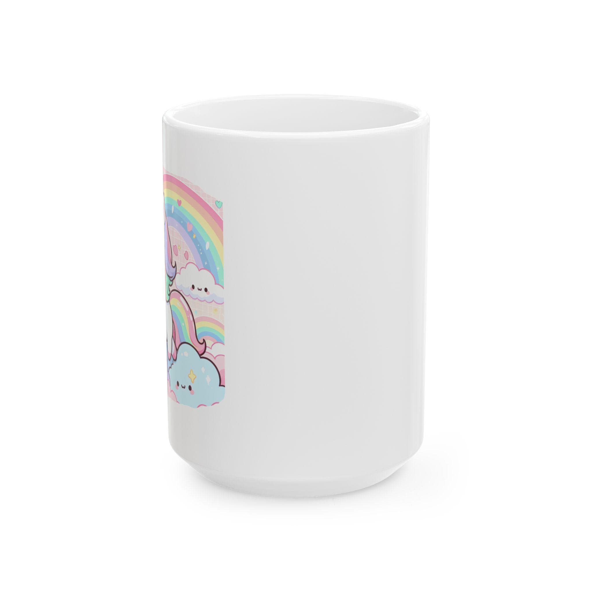 Kawaii Rainbow Unicorn Ceramic Mug, Cute Rainbow Mug, Gift for Kids, Adorable Coffee Cup, Whimsical Tea Mug, Fun Drinkware
