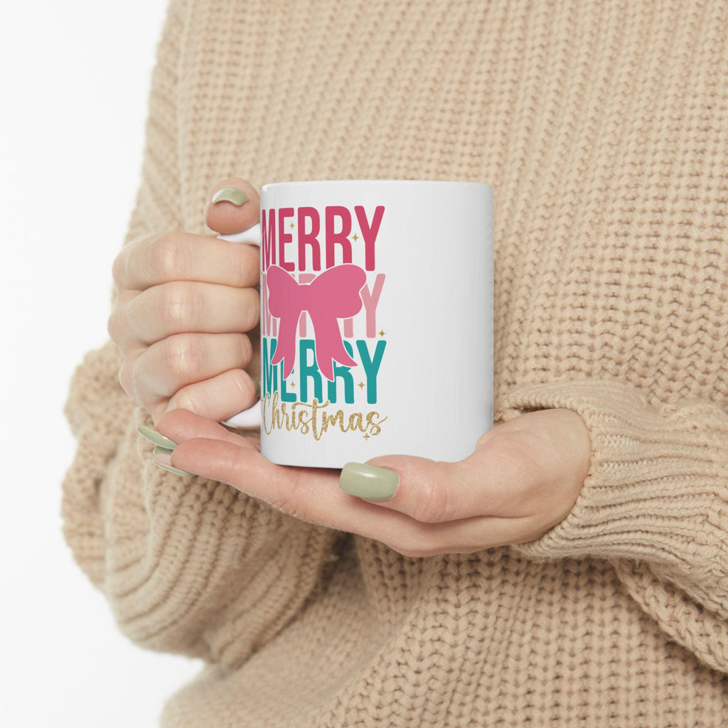Merry Christmas Mug Coquette Christmas Mug, Pastel Christmas Pink Christmas Christmas Tree Christmas Mug Cute Christmas Cup