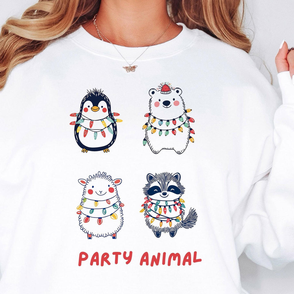 Christmas Sweatshirt Party Animal Christmas Ugly Sweater Christmas Shirt for Women Festive Holiday Shirt Hoodie Cute Christmas Animals